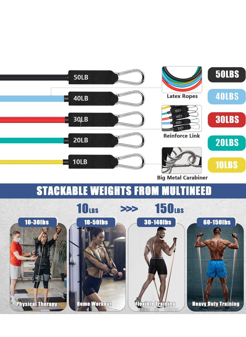 KINGMAZI 150 LBS Resistance Bands for Workout Kit Men & Women, Exercise Resistance Tubes Set Workout Bands with Door Anchor Handles Legs Ankle Straps for Training Home Shape Body  - Image 3