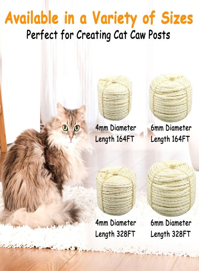 AccEncyc Sisal Rope for Cat Scratcher 1/4" Diameter 328 FT Cat Natural Sisal Rope for Repairing Cat Scratching Post Cat Tower Repair Rope Cat Tree Rope Replace Recovering and DIY - Image 3