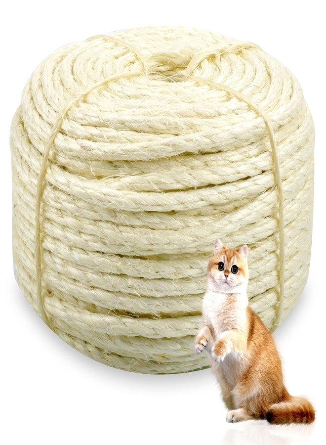 AccEncyc Sisal Rope for Cat Scratcher 1/4" Diameter 328 FT Cat Natural Sisal Rope for Repairing Cat Scratching Post Cat Tower Repair Rope Cat Tree Rope Replace Recovering and DIY - Image 1