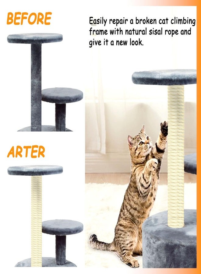 AccEncyc Sisal Rope for Cat Scratcher 1/4" Diameter 328 FT Cat Natural Sisal Rope for Repairing Cat Scratching Post Cat Tower Repair Rope Cat Tree Rope Replace Recovering and DIY - Image 4