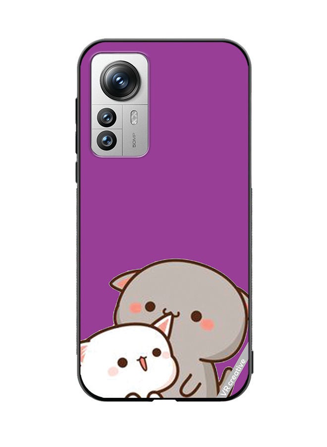 VR CREATIVE Protective Case Cover For Xiaomi 12X Two Cute Cats Design Multicolour - Image 1