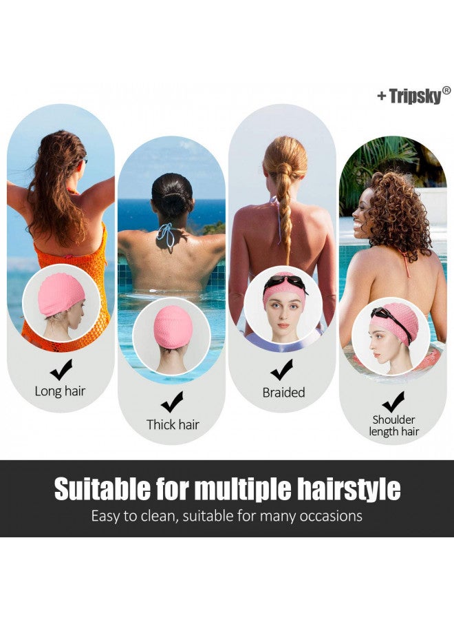 Tripsky Silicone Swim Cap,Comfortable Bathing Cap Ideal for Curly Short Medium Long Hair, Swimming Cap for Women and Men, Shower Caps Keep Hairstyle Unchanged, Large - Image 3