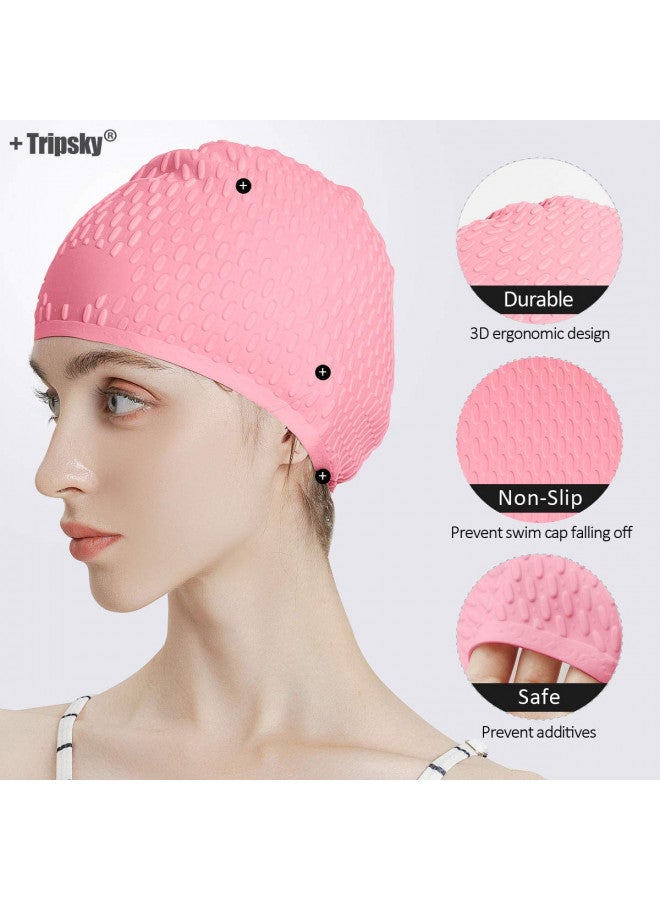 Tripsky Silicone Swim Cap,Comfortable Bathing Cap Ideal for Curly Short Medium Long Hair, Swimming Cap for Women and Men, Shower Caps Keep Hairstyle Unchanged, Large - Image 2