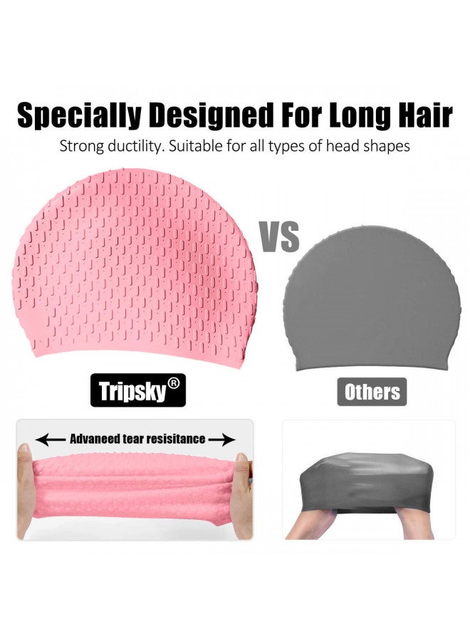 Tripsky Silicone Swim Cap,Comfortable Bathing Cap Ideal for Curly Short Medium Long Hair, Swimming Cap for Women and Men, Shower Caps Keep Hairstyle Unchanged, Large - Image 4