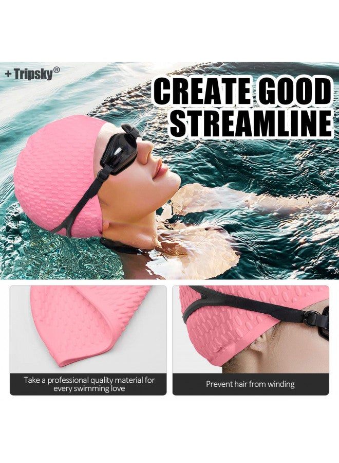 Tripsky Silicone Swim Cap,Comfortable Bathing Cap Ideal for Curly Short Medium Long Hair, Swimming Cap for Women and Men, Shower Caps Keep Hairstyle Unchanged, Large - Image 5