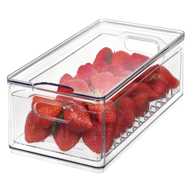 InterDesign iDesign Clear Recycled Plastic Large Berry Bin with Removable Colander