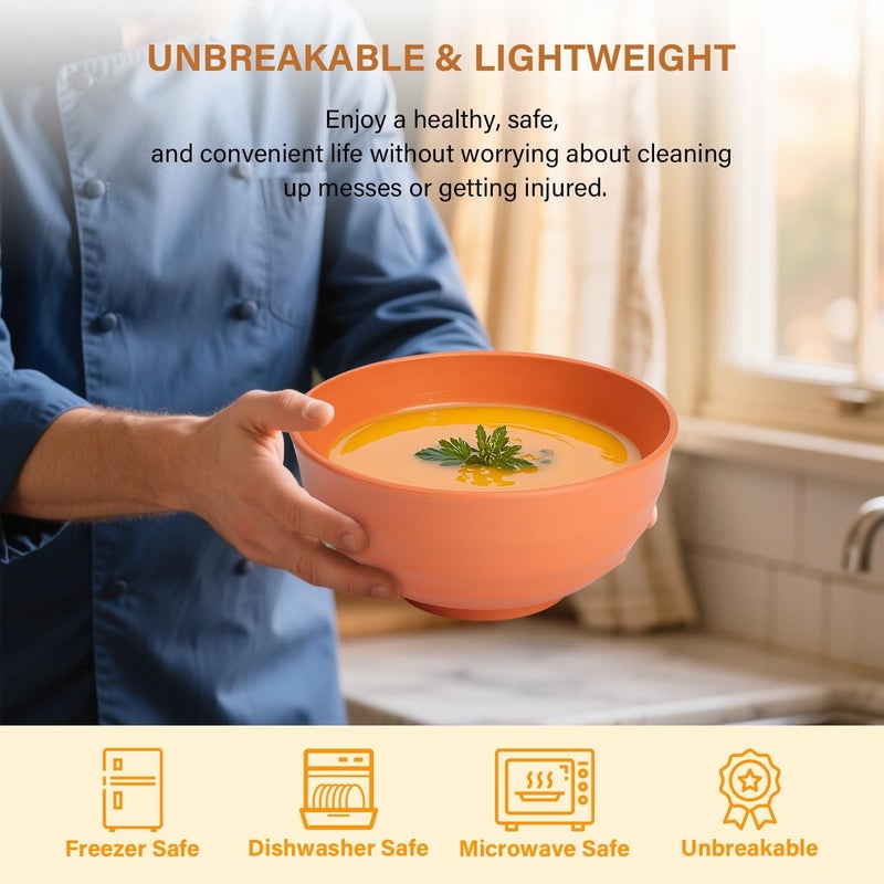 Homienly Cereal Bowl Set, Wheat Straw Fiber Unbreakable Lightweight Bowls Set - Image 4