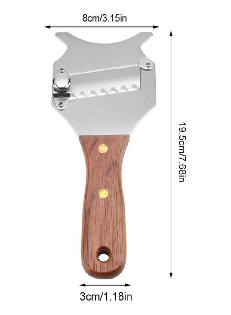 إسكدنيا مقسم الكمأة القابل للضبط مع لوحة من الفولاذ المقاوم للصدأ ومقبض خشبي - Image 2