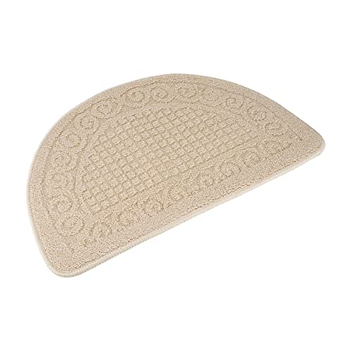 Echaprey Half Round Non-Slip Kitchen Bathroom Toilet Doormat Floor Rug Mat Keeps Your Floors Clean Home Decor (Small, Camel) - Image 1
