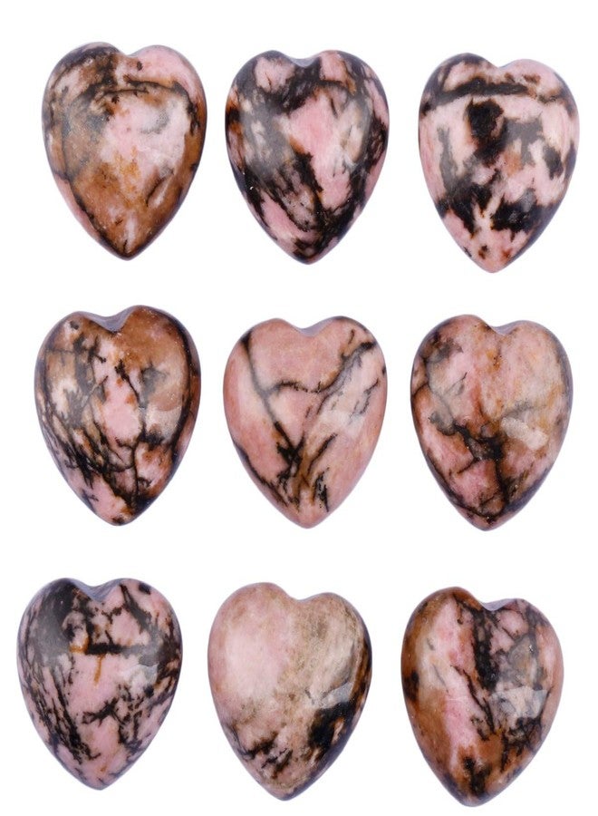 SUNYIK Carved Gemstone Puffy Heart Pocket Stone, Healing Crystal Chakra Reiki, Rhodonite, 0.5", Pack of 10 - Image 1