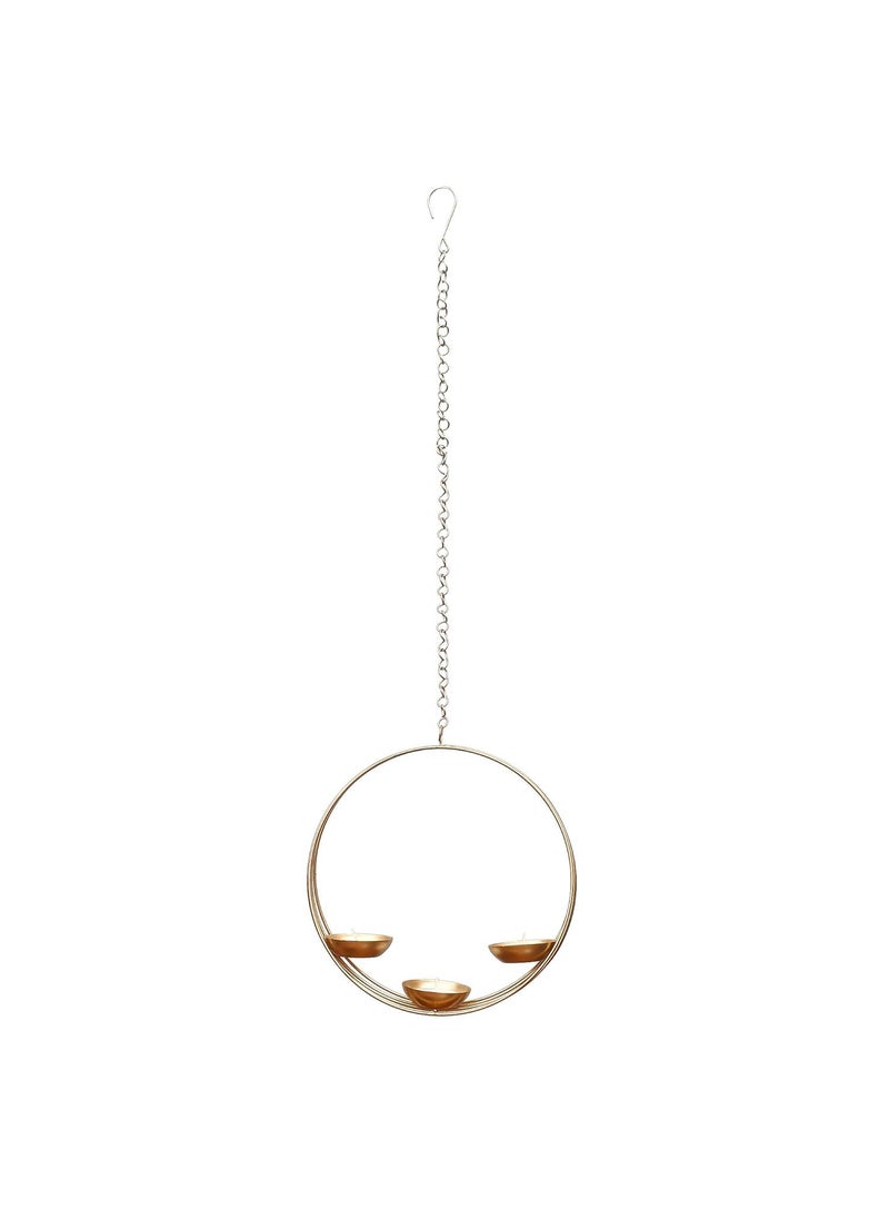 Webelkart Webelkart Premium 3 Diya Shape Round Metal tealight Candle Holder for Home Decoration and Gifts, Eye Shape Candle Holder for Homer and Wall Decorations - (Gold, 9 inches) -Home Decor Items fo Wall  - Image 3