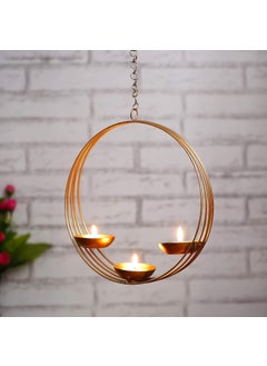 Webelkart Webelkart Premium 3 Diya Shape Round Metal tealight Candle Holder for Home Decoration and Gifts, Eye Shape Candle Holder for Homer and Wall Decorations - (Gold, 9 inches) -Home Decor Items fo Wall  - Image 1