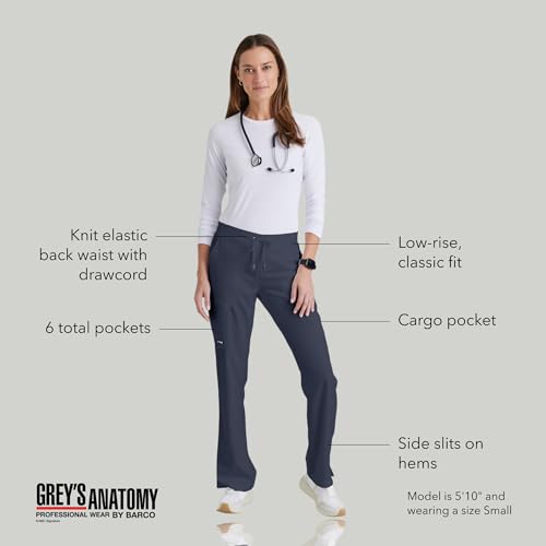 BARCO Grey s Anatomy Classic Mia Scrub Pant for Women Steel, 6-Pocket Low-Rise Straight Leg Bottoms with Natural Stretch, Soil Release Fabric, and Super-Soft Finish Large, Regular Fit - Image 4