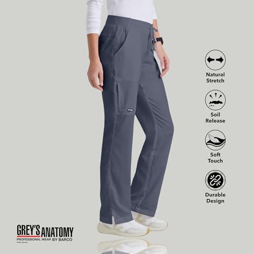BARCO Grey s Anatomy Classic Mia Scrub Pant for Women Steel, 6-Pocket Low-Rise Straight Leg Bottoms with Natural Stretch, Soil Release Fabric, and Super-Soft Finish Large, Regular Fit - Image 3