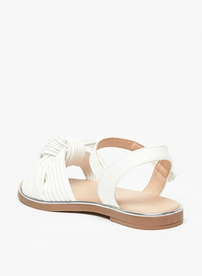 Flora Bella By Shoexpress Girl's Ribbed Knot Detail Strap Sandals