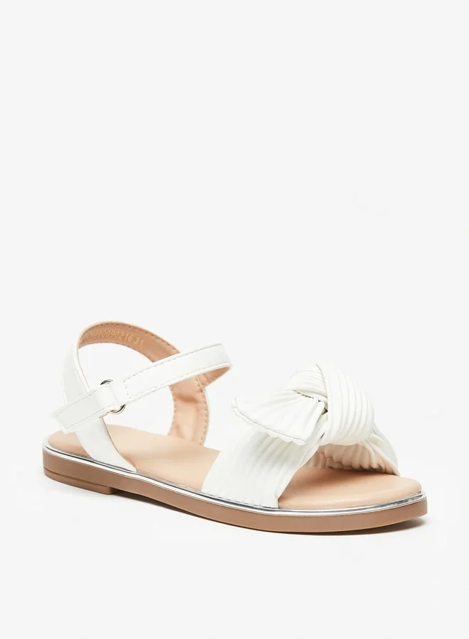 Flora Bella By Shoexpress Girl's Ribbed Knot Detail Strap Sandals