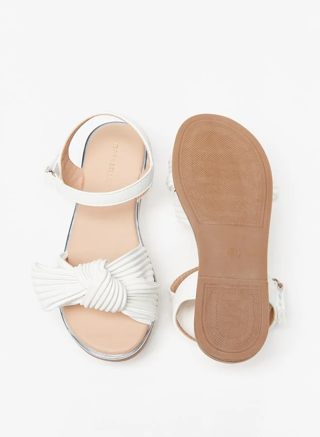Flora Bella By Shoexpress Girl's Ribbed Knot Detail Strap Sandals