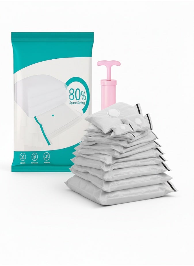 ليفي أكياس تخزين مفرغة من الهواء للملابس والبطانيات وأغطية الأسرة - أكياس تفريغ هواء موفرة للمساحة مزودة بمضخة يدوية | أكياس تخزين مضغوطة قابلة لإعادة الاستخدام (عبوة من ١٦ كيسًا - ٤ كبير جدًا، ٤ لتر، ٤ أشهر، ٤ صغير) - Image 1