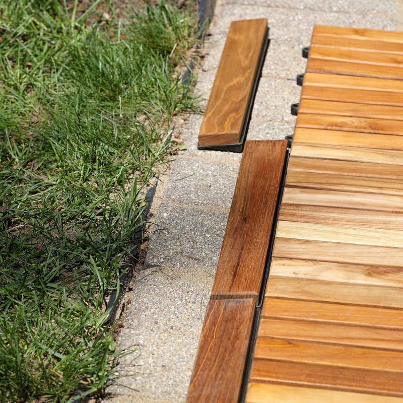 Bare Decor EZ-Floor End Pin-Side Trim Piece for Flooring in Solid Teak Wood (Set of 8), Brown - Image 4