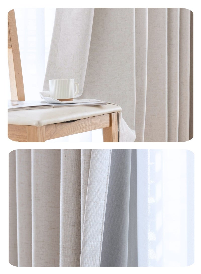 QBAID Blackout Curtain – 1 Piece | Natural Texture | Grommet, Hook & Back Tab Hanging Options - Image 4