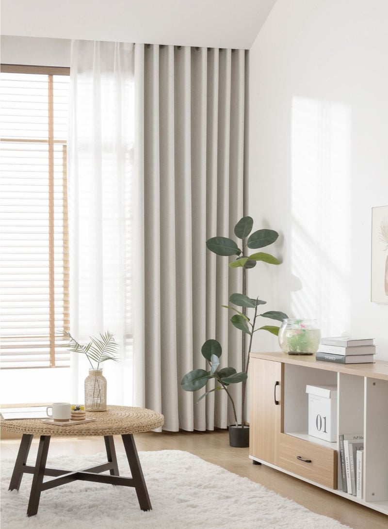 QBAID Blackout Curtain – 1 Piece | Natural Texture | Grommet, Hook & Back Tab Hanging Options - Image 2