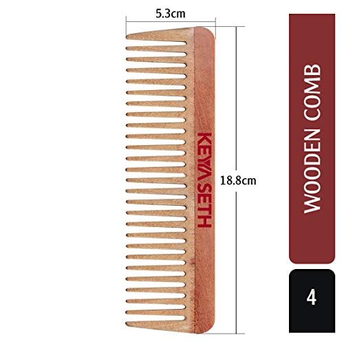 KEYA SETH AROMATHERAPY, DEVICE OF DROP Keya Seth Aromatherapy, Neem Wooden Comb Wide Tooth for Hair Growth for Men & Women All Purpose Large Size Perfect Hair Setter - Image 2