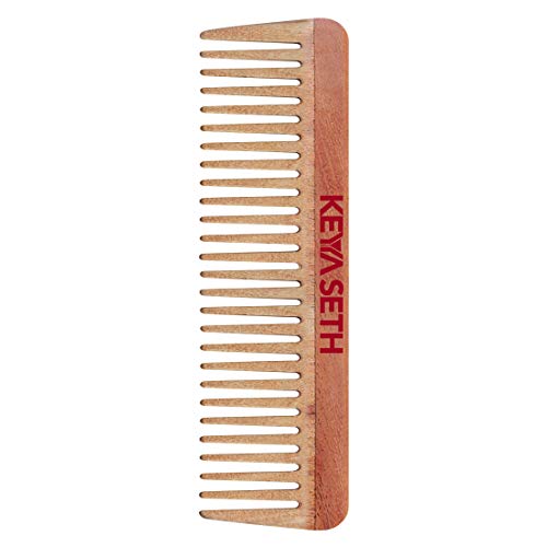 KEYA SETH AROMATHERAPY, DEVICE OF DROP Keya Seth Aromatherapy, Neem Wooden Comb Wide Tooth for Hair Growth for Men & Women All Purpose Large Size Perfect Hair Setter - Image 1