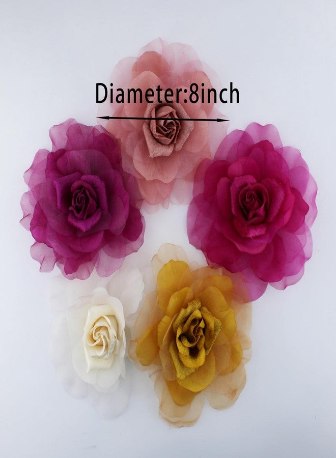 Langjitianya 8 in Rose Fabric Flower Brooch Pin,Oversized Flower Corsage Brooch, for Women and Men, Weddings,Parties and Dresses (purple) - Image 4