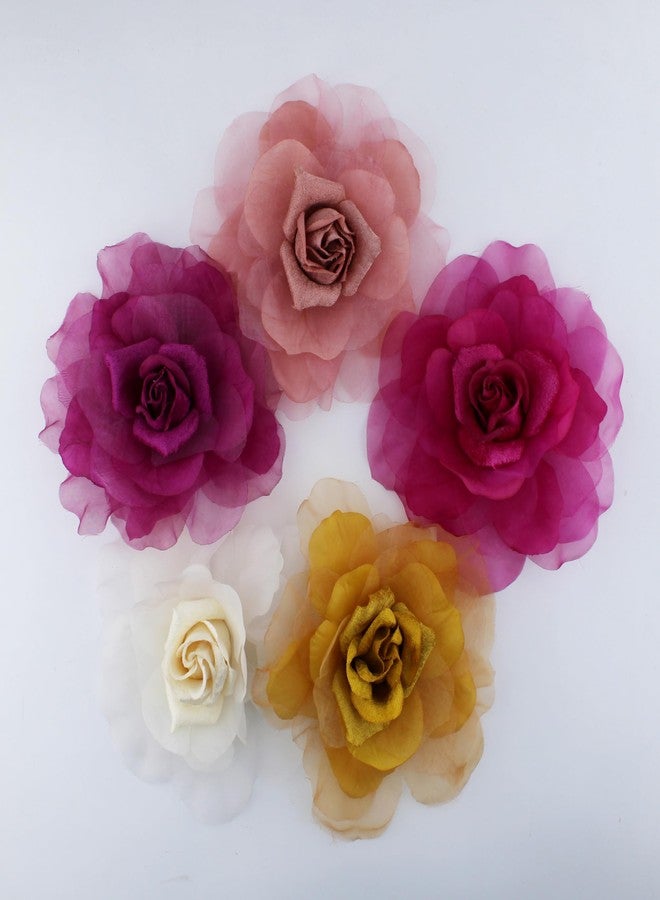 Langjitianya 8 in Rose Fabric Flower Brooch Pin,Oversized Flower Corsage Brooch, for Women and Men, Weddings,Parties and Dresses (purple) - Image 3