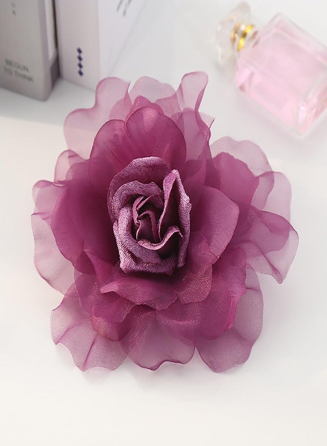 Langjitianya 8 in Rose Fabric Flower Brooch Pin,Oversized Flower Corsage Brooch, for Women and Men, Weddings,Parties and Dresses (purple) - Image 5
