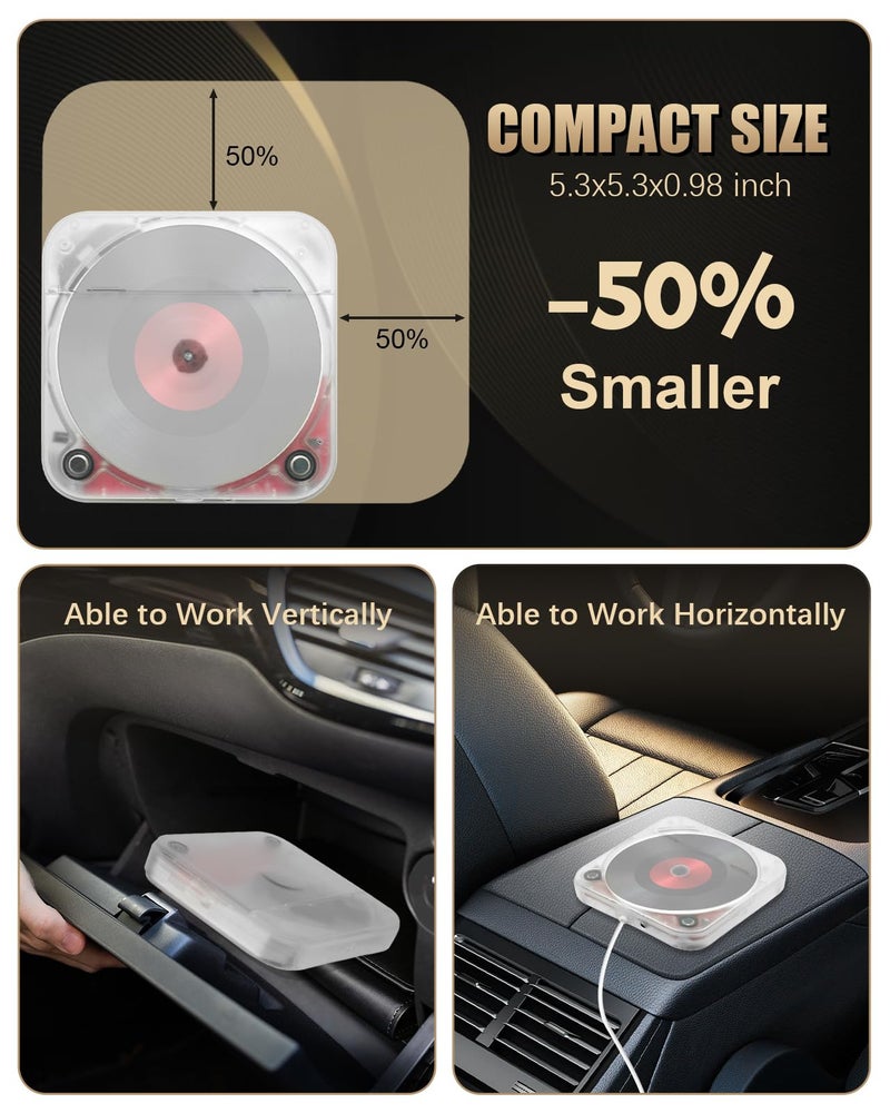Dislind Portable External CD Player for Car USB Port AUX Port, Car CD Player with USB C Adapter Extension Cable, for Car Without CDs Player, Automobile, Laptop, TV, Work Vertically and Horizontally - Image 4
