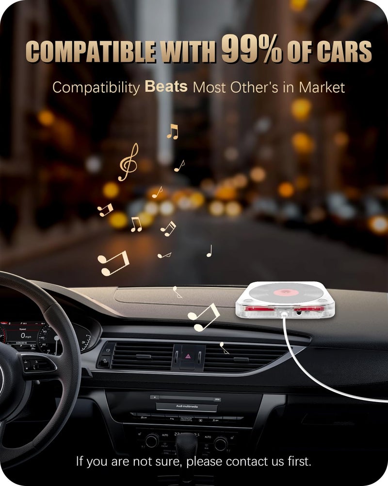 Dislind Portable External CD Player for Car USB Port AUX Port, Car CD Player with USB C Adapter Extension Cable, for Car Without CDs Player, Automobile, Laptop, TV, Work Vertically and Horizontally - Image 2