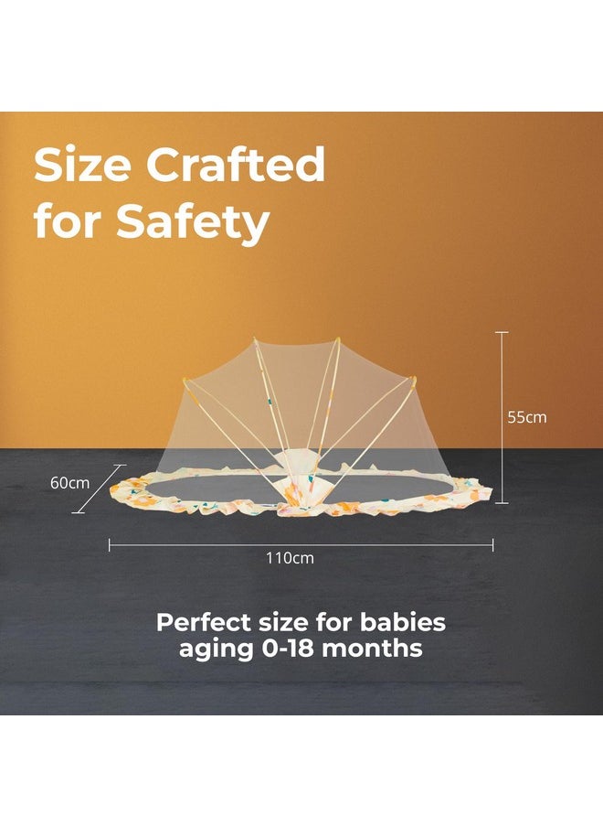 Lifekrafts Safemyles Foldable Baby Mosquito Net, Bottomless Net For Infants, For Safe & Easy Use Sleep 110 X 65 X 60Cms, For Babies & Toddlers (0 To 24 Months) - Color Pattern, Cream Floral  - Image 2
