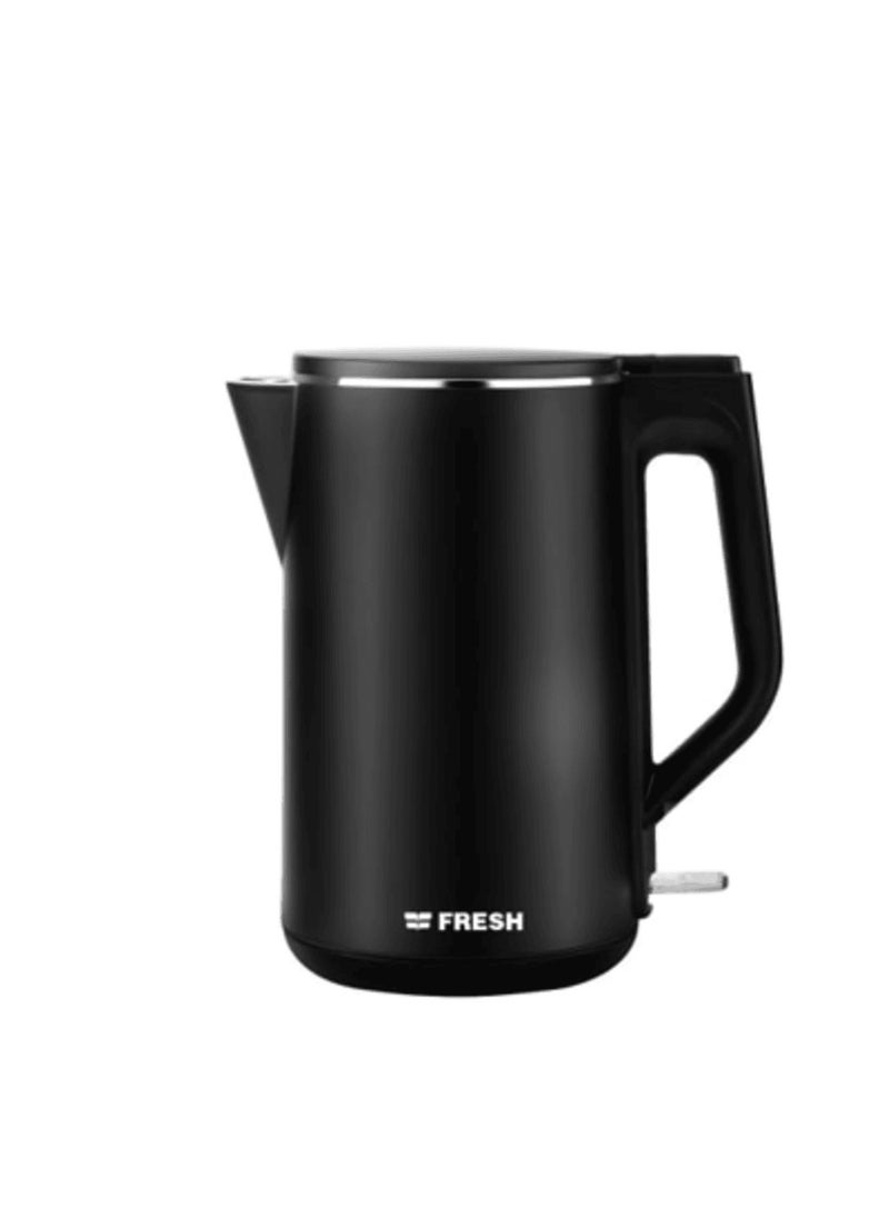 Fresh - Fresh 1.7L 2200W Double Layer Black Electric Kettle with Stainless Steel Interior - Image 1