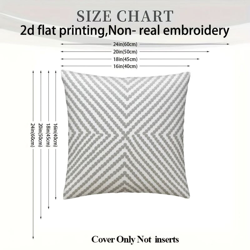 2D Flat Non Real Embroidery Two Sided Decorative Throw Pillow Cover Grey Dots 20x20 Inch 1 Piece - Image 3