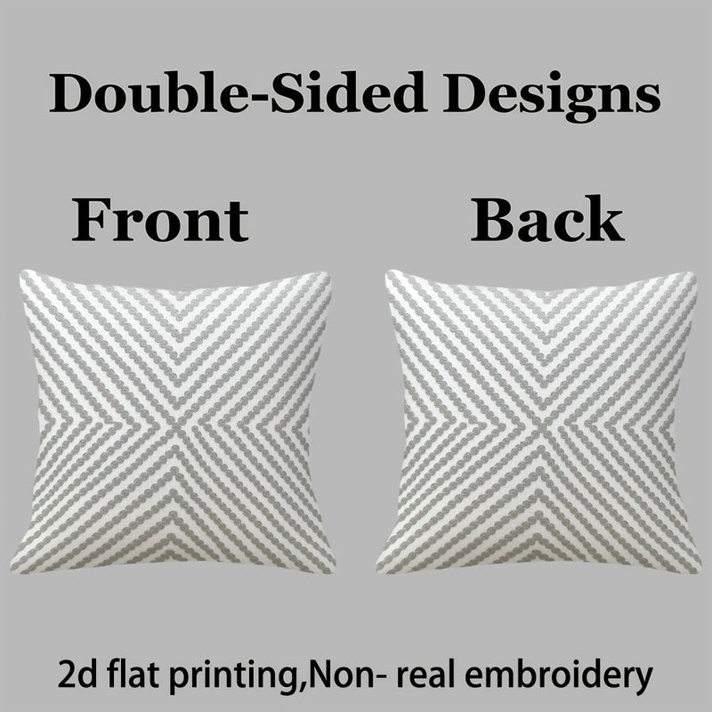 2D Flat Non Real Embroidery Two Sided Decorative Throw Pillow Cover Grey Dots 20x20 Inch 1 Piece - Image 2