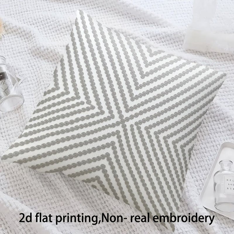 2D Flat Non Real Embroidery Two Sided Decorative Throw Pillow Cover Grey Dots 20x20 Inch 1 Piece - Image 5
