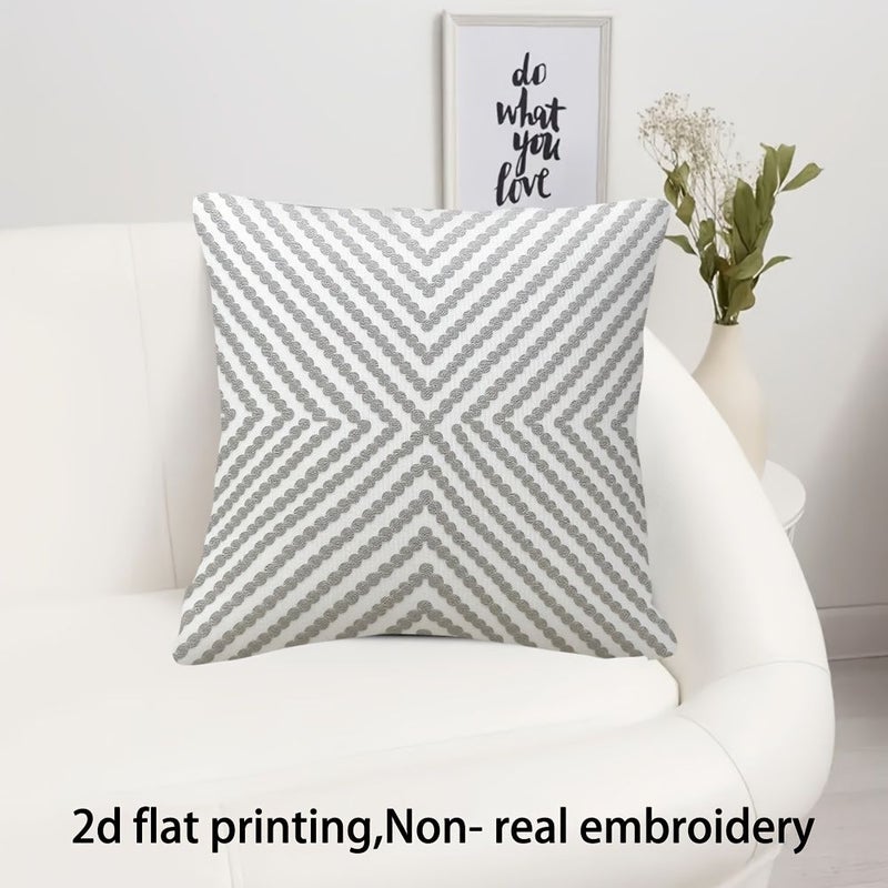 2D Flat Non Real Embroidery Two Sided Decorative Throw Pillow Cover Grey Dots 20x20 Inch 1 Piece - Image 4