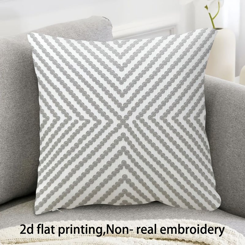 2D Flat Non Real Embroidery Two Sided Decorative Throw Pillow Cover Grey Dots 20x20 Inch 1 Piece - Image 1