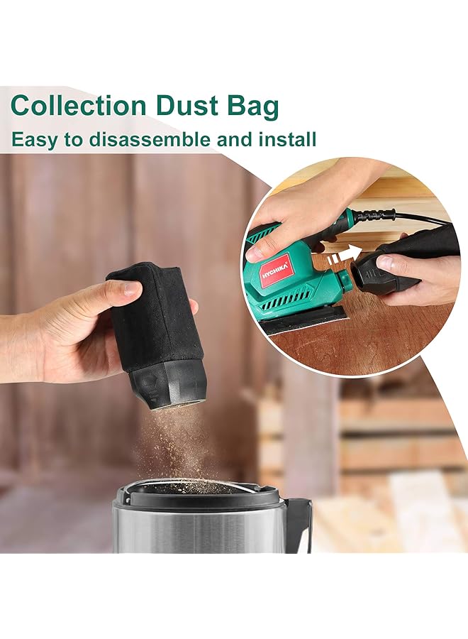 إيروريكس صنفرة للخشب، صنفرة كهربائية بقوة 200 وات مع مجمع غبار، 12 قطعة من ورق الصنفرة، 14000 دورة في الدقيقة، صنفرة كهربائية مدمجة، مثالية لصنفرة المساحات الضيقة وتشطيب الأثاث - Image 4