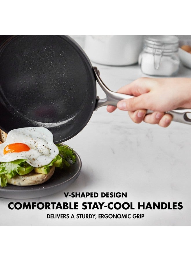 Greenpan GreenPan GP5 Hard Anodized Healthy Ceramic Nonstick 10" Frying Pan Skillet, Heavy Gauge Scratch Resistant, Stay Flat Surface, Induction, Mirror Finish Handle,Oven Safe, PFAS-Free, Black  - Image 5