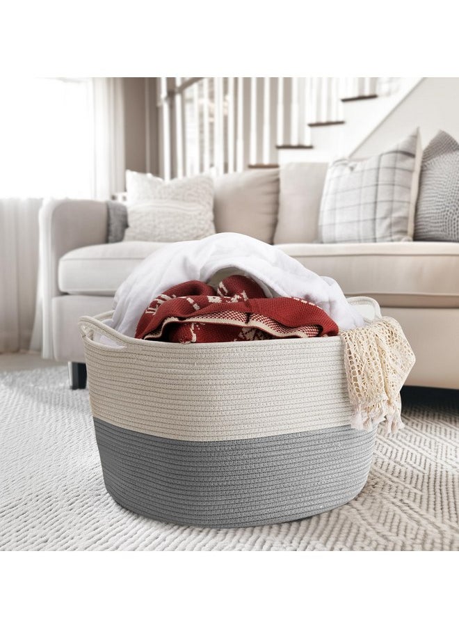 Maliton XXXLarge Blanket Basket Living Room - 22" x 22" x 14" Cotton Rope Baskets for Storage - Large Woven Basket for Toys, Towels, Pillows, Clothes- Rope Laundry Basket with Handles - Nursery Hamper Bin  - Image 1