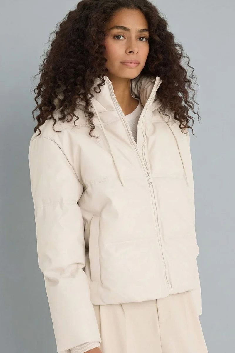 ديفاكتو Regular Fit Hooded Fleece Lined Faux Leather Jacket