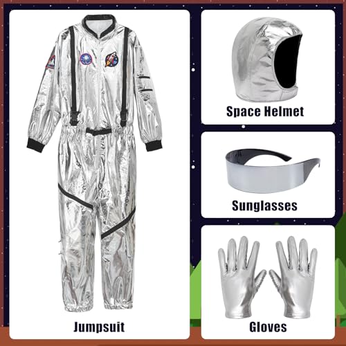 Lydoesy Astronaut Costume Adult Silver Spaceman Suit for Men Women Halloween Pretend Role Play - Image 5
