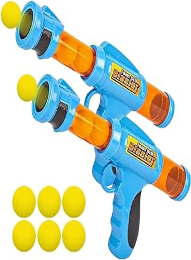 ArtCreativity Foam Ball Launchers Pump Action Shooting Toy Blasters with 12 Balls for Kids Set of 2 Pieces - Multi Color
