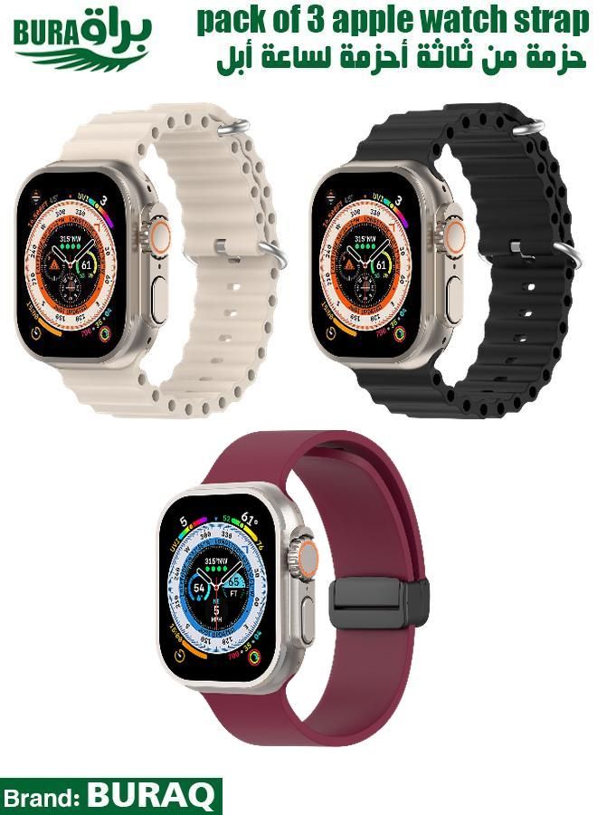 BURAQ Apple Watch Band Strap For Apple Watch Ultra 2/Ultra 49mm, Series 10 46mm, 9/8/7 45mm, SE2/SE/6/5/4 44mm, 3/2/1 42mm 