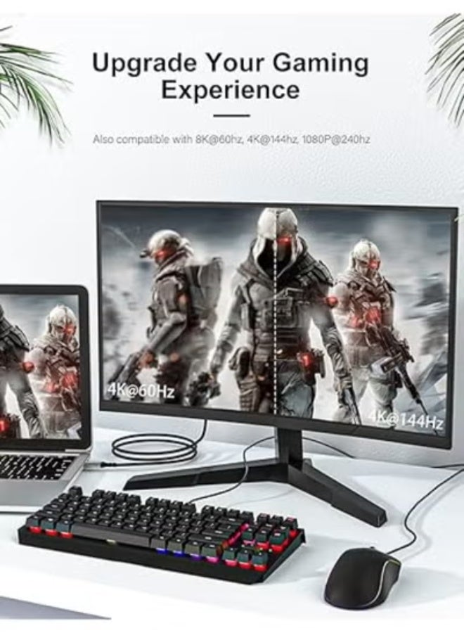 كيبل USB نوع C إلى منفذ عرض 1.4 – دقة 8K عالية وسرعة نقل فائقة متوافق مع ثاندربولت 3/4 - Image 4