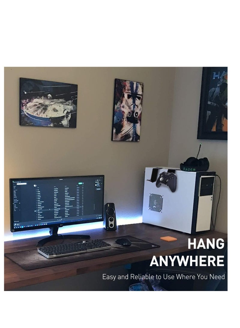 Barakah Under Desk & Desktop Controller Holder Stand (2 Pack) for XBOX ONE PS4 PS5 STEAM SWITCH PC, Universal Gamepad Controller Accessories with Cable Clips - Create Exclusive Game Fortresses - Black - Image 3