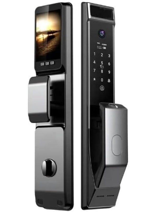 Tuya Smart door lock equipped with a camera and supports Face ID, fingerprint, password, phone application (Tuya Smart), card and key - Image 1