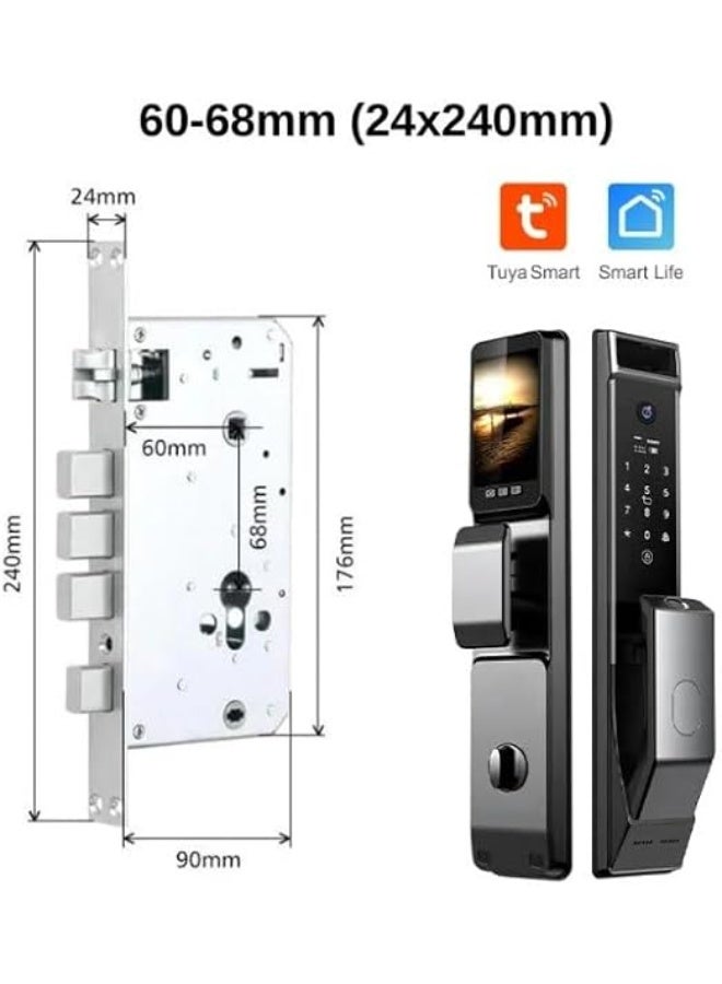 Tuya Smart door lock equipped with a camera and supports Face ID, fingerprint, password, phone application (Tuya Smart), card and key - Image 5